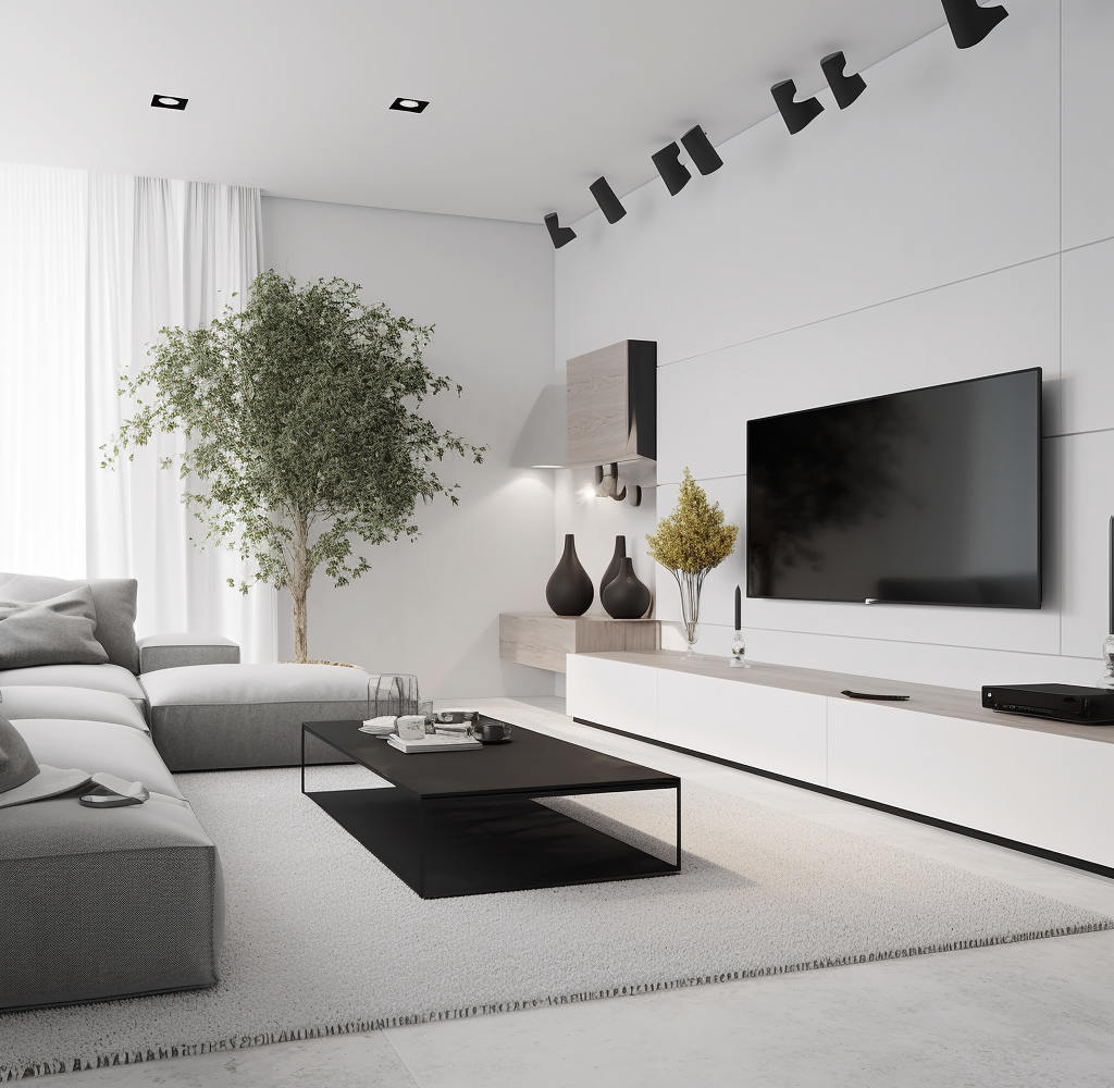 Sala con decoración minimalista